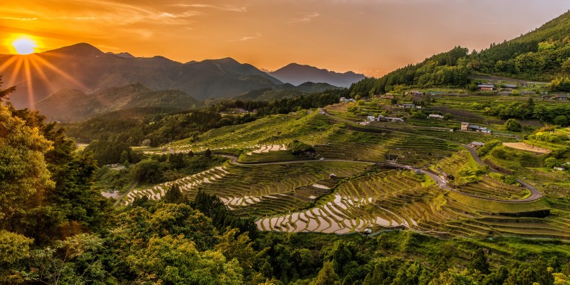 廣闊的波浪一樣的梯田風(fēng)景圖片