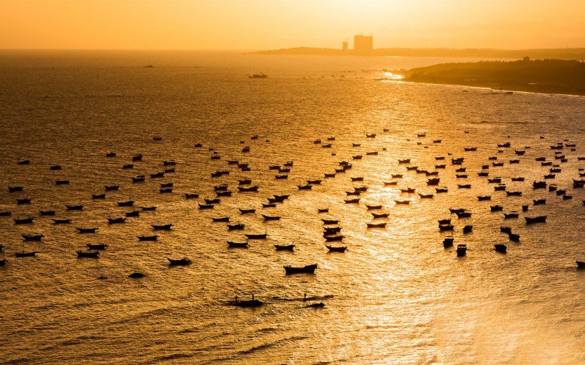 电白晏镜海湾夕阳美景图片