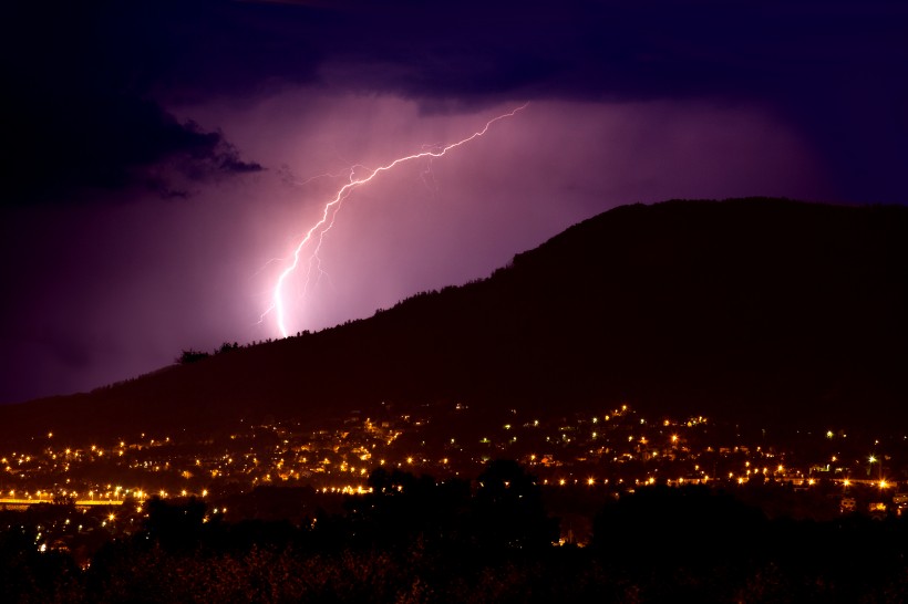 電閃雷鳴的夜空景象圖片