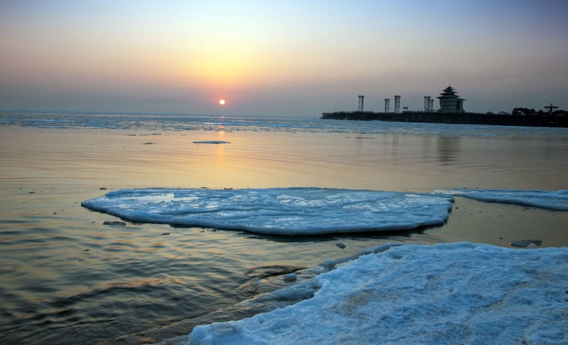 渤海湾日出风景图片