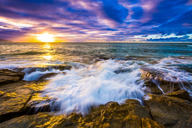 海灘夕陽(yáng)景色圖片