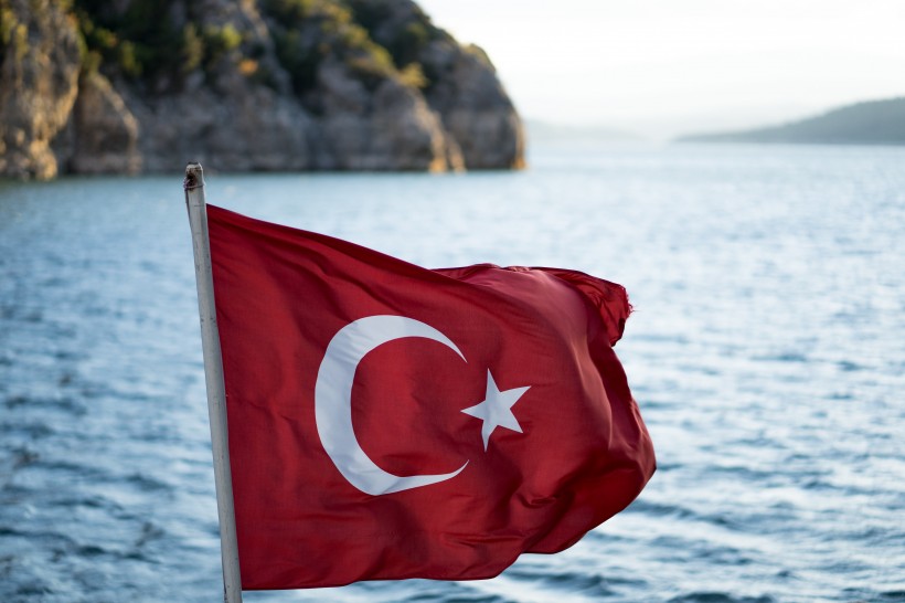 红色的土耳其新月星星国旗图片