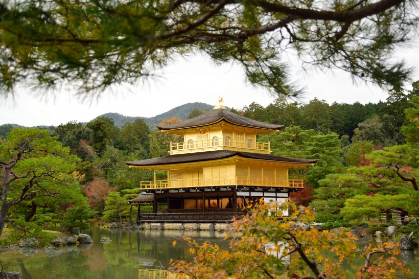 日本京都金阁寺建筑风景图片