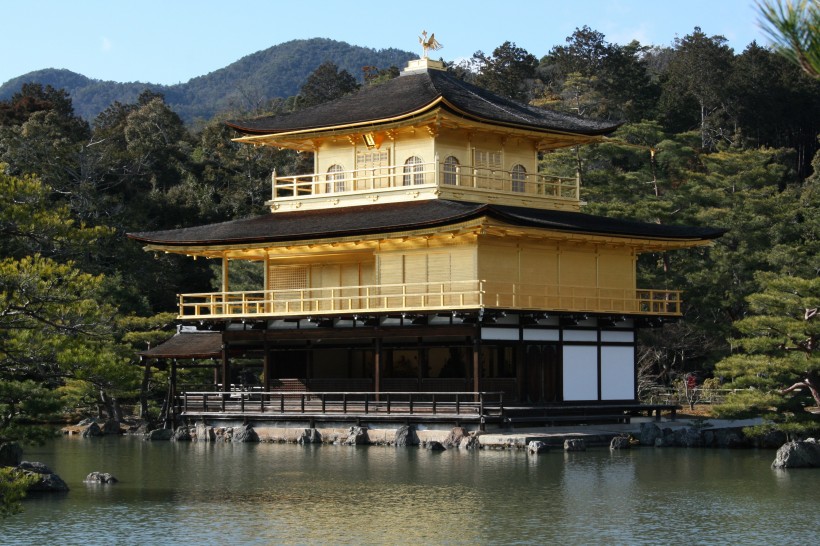 日本京都金閣寺建筑風(fēng)景圖片