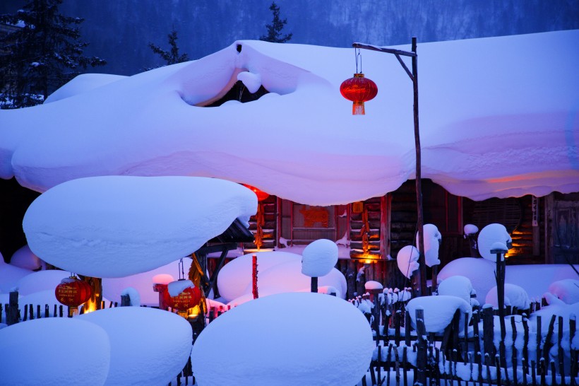 黑龙江雪乡夜景图片