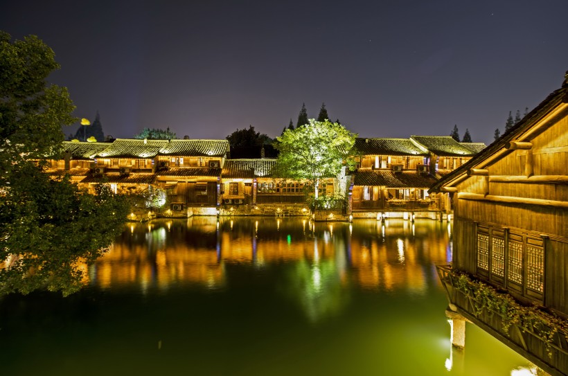 浙江乌镇西栅夜景图片