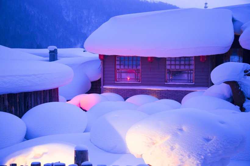 黑龙江雪乡夜景图片