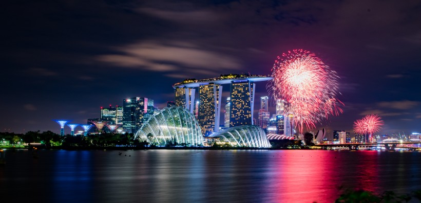 新加坡优美城市夜景图片