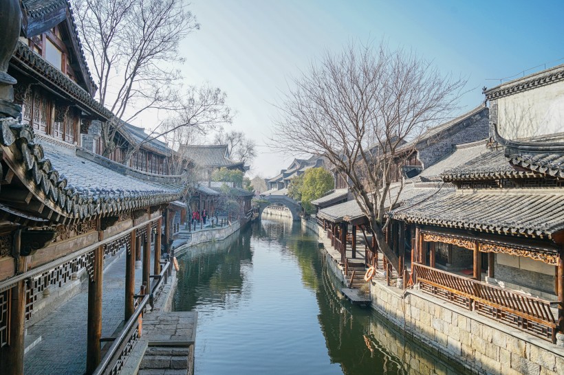 山東棗莊臺兒莊水街風景圖片