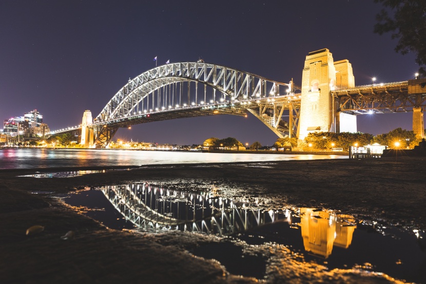 夜晚的悉尼港湾大桥图片
