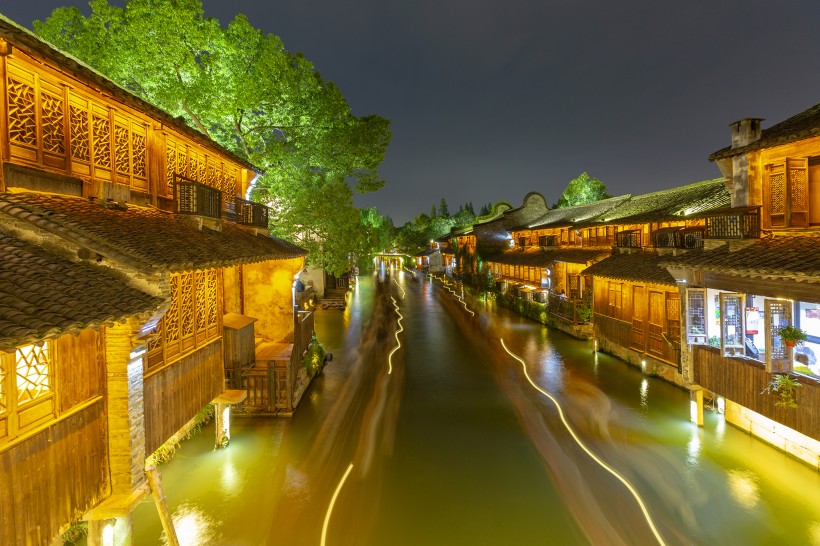 浙江嘉興烏鎮(zhèn)夜景圖片