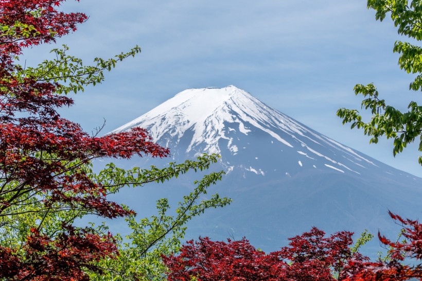 有積雪的富士山圖片