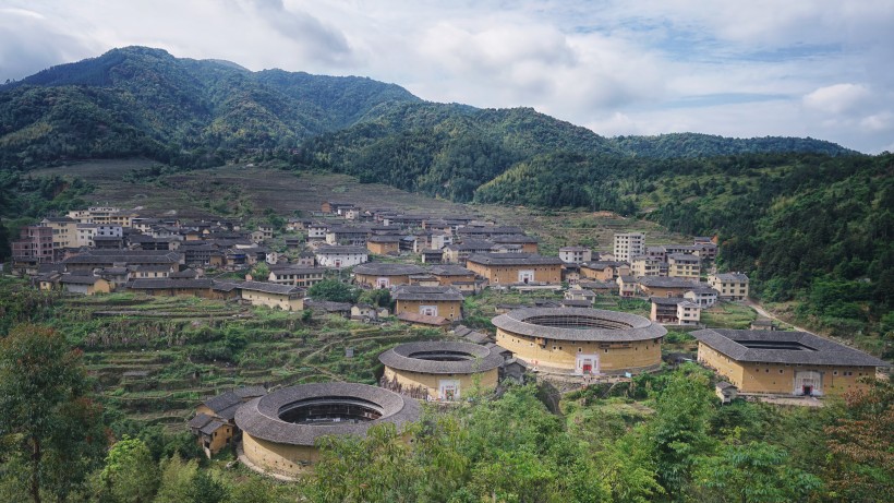 福建福州永定土楼建筑风景图片