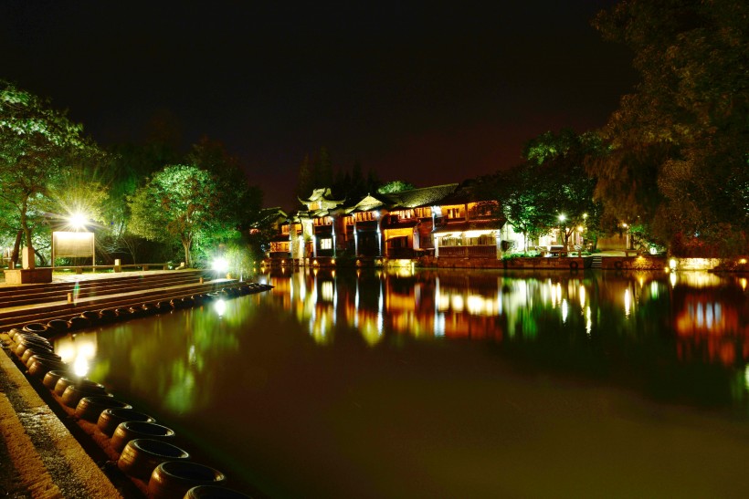 浙江乌镇夜景图片