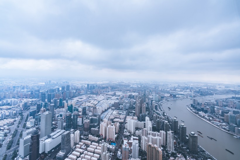 上海雨雪天氣建筑風景圖片