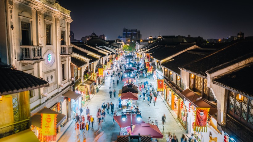 浙江杭州清河坊夜晚风景图片