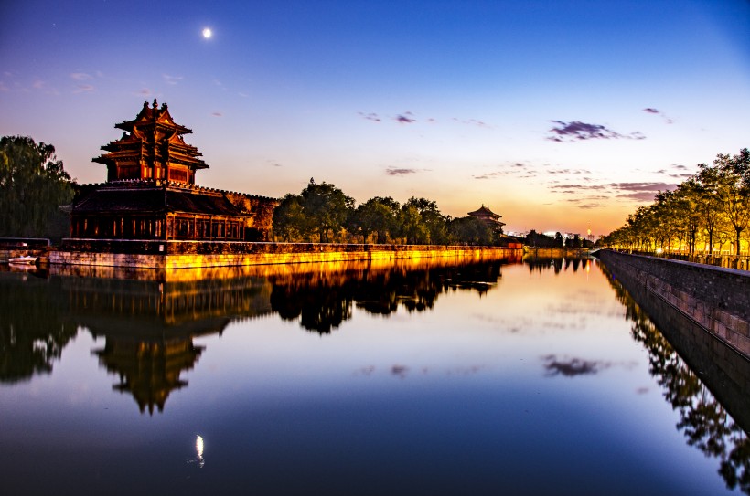 北京故宫角楼日落风景图片