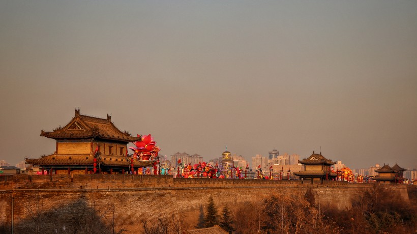 陕西西安古城墙建筑风景图片