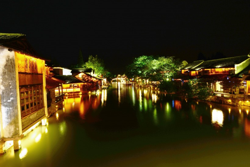 浙江乌镇夜景图片