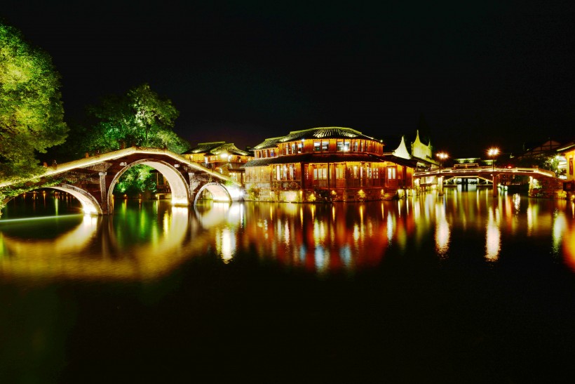 浙江乌镇夜景图片