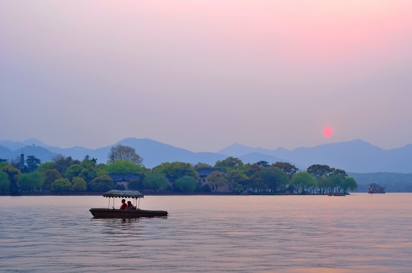 浙江杭州西湖夜景图片