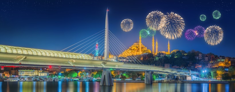 城市烟花夜景图片