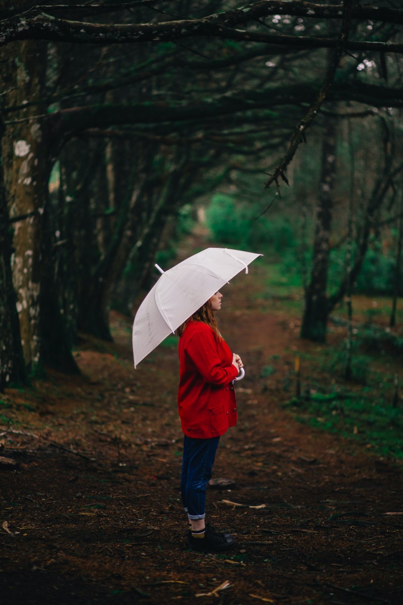 雨中撑伞的人物图片