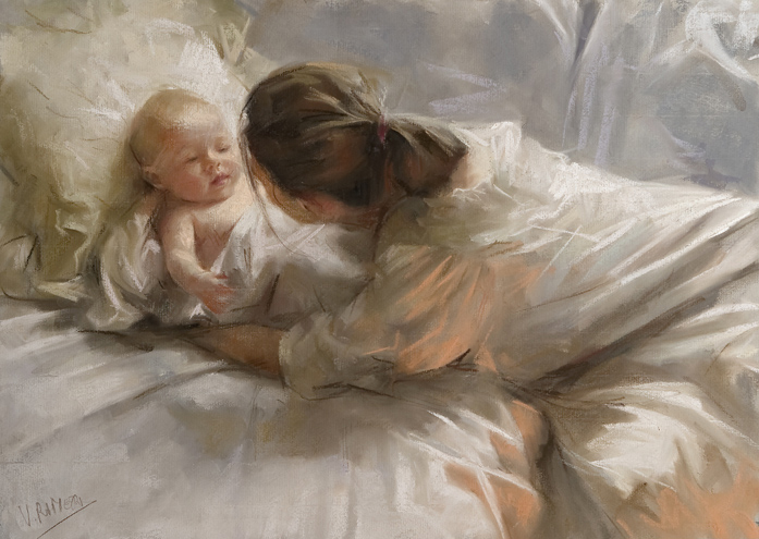 Vicente Romero Redondo 油画之母爱图片