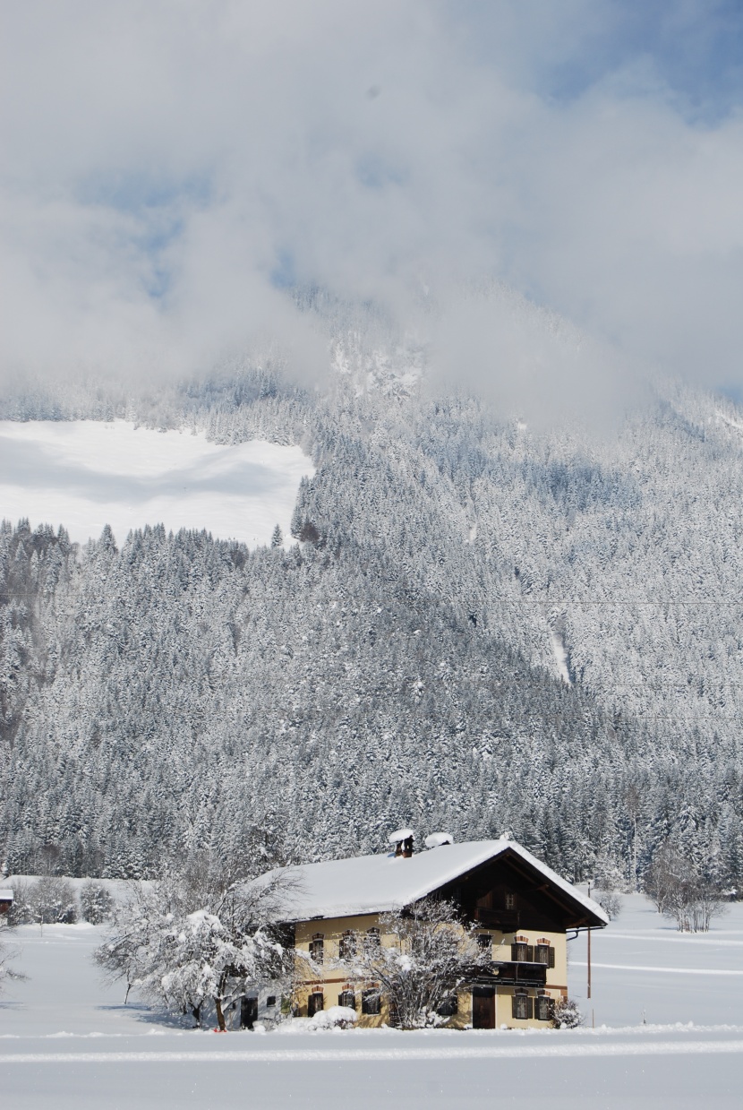 雪中的小屋图片