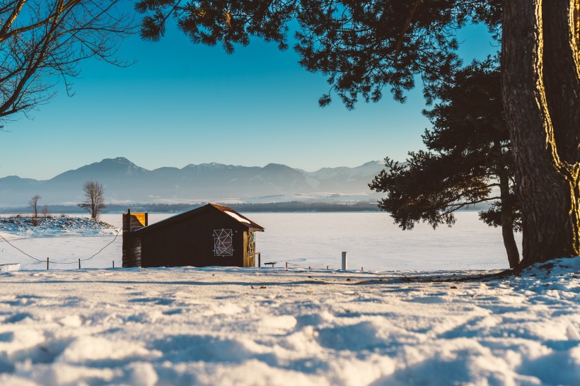 被雪覆盖的小屋图片