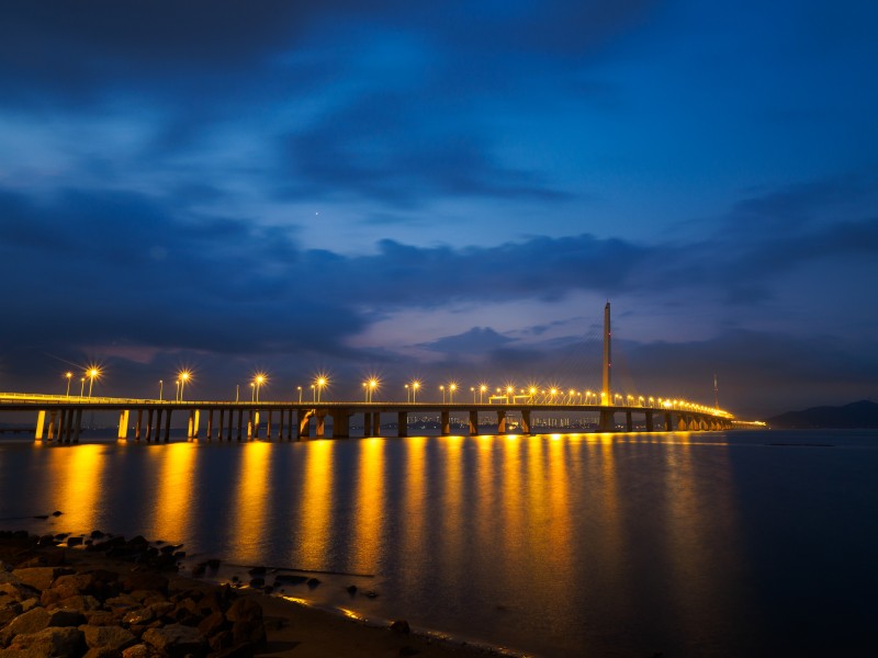 高架大桥美丽夜景图片