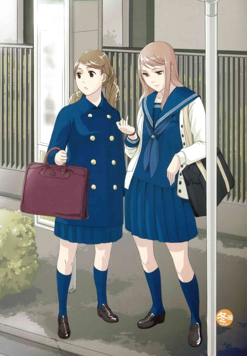 日本女子高中校服插画图片