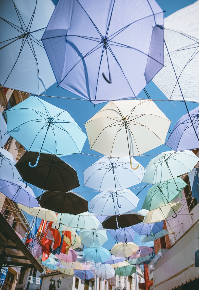 颜色各异的雨伞图片