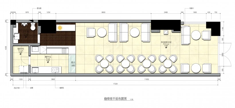 东莞奥乐斯咖啡馆室内设计手绘图片