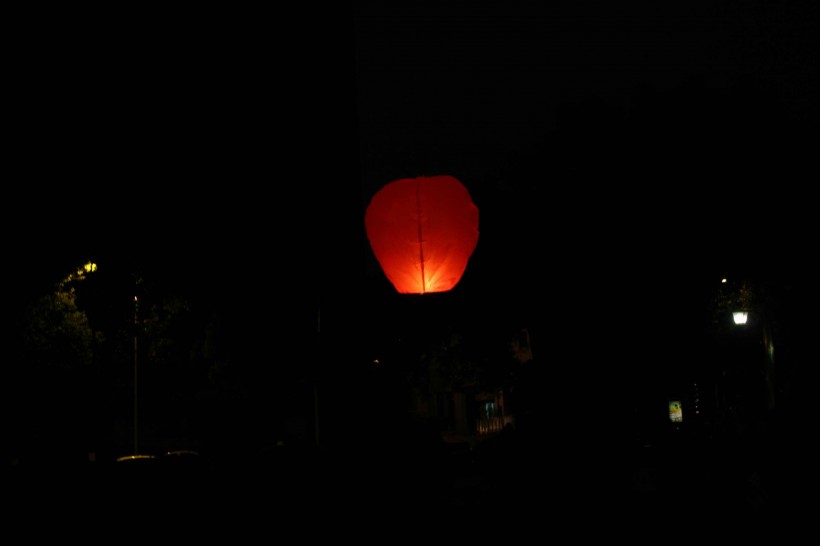 夜空中孔明灯图片