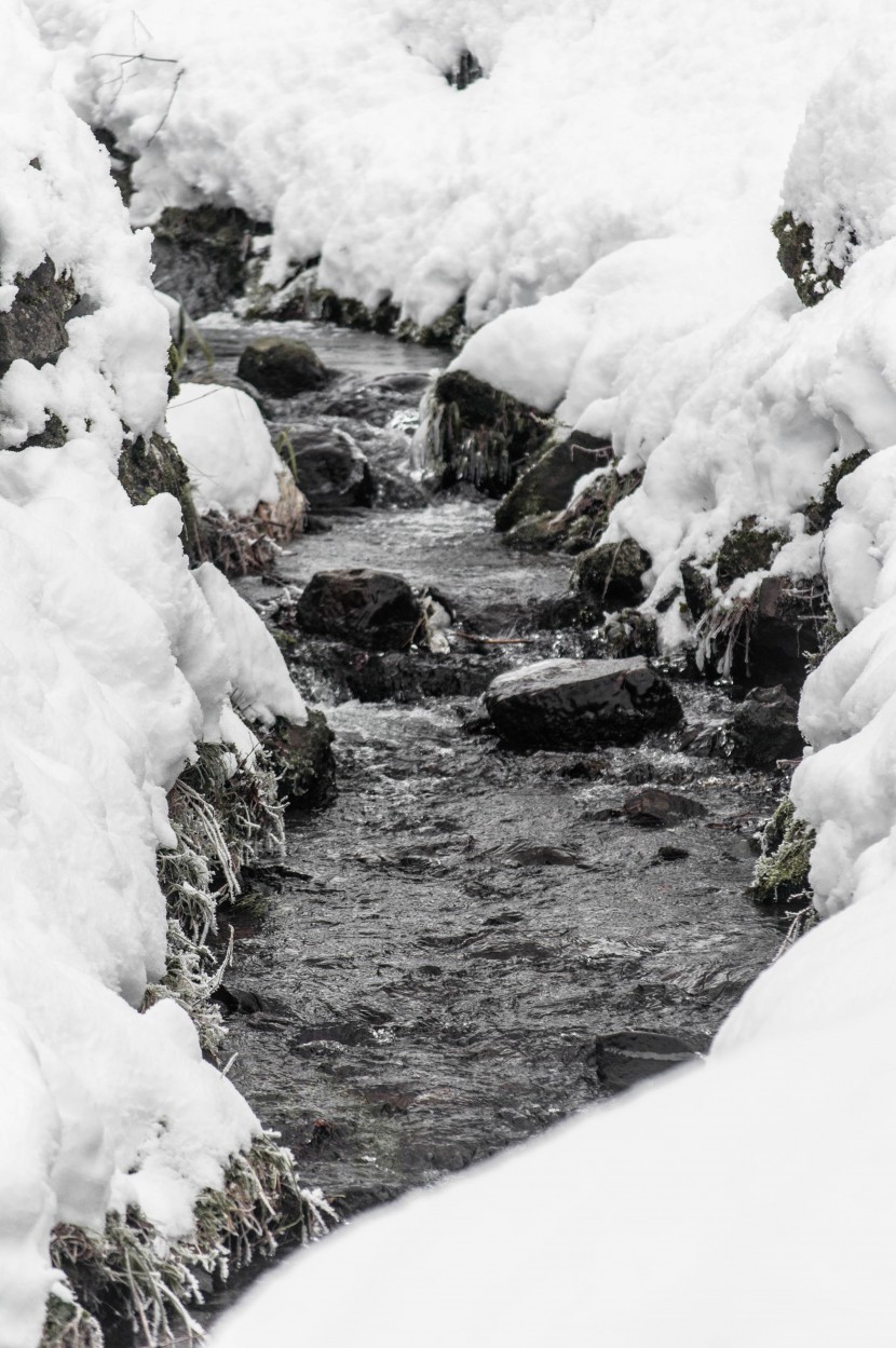 冬季冰雪下的河流图片