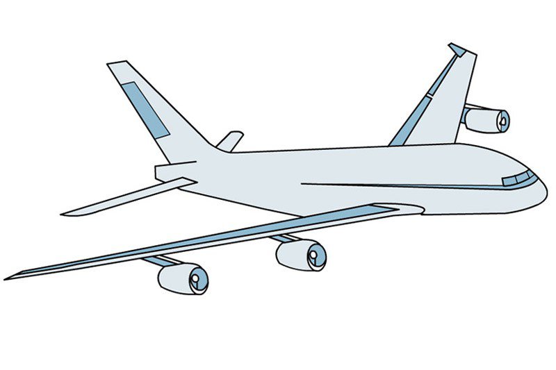 空中飛行的飛機簡筆畫彩色