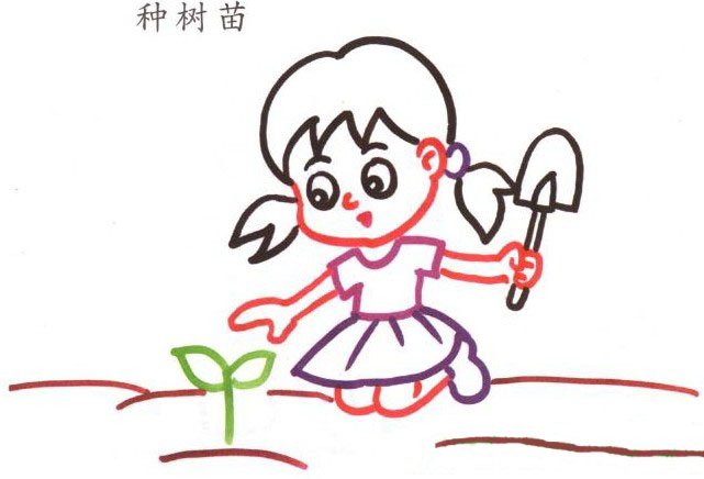 種樹苗的小女孩