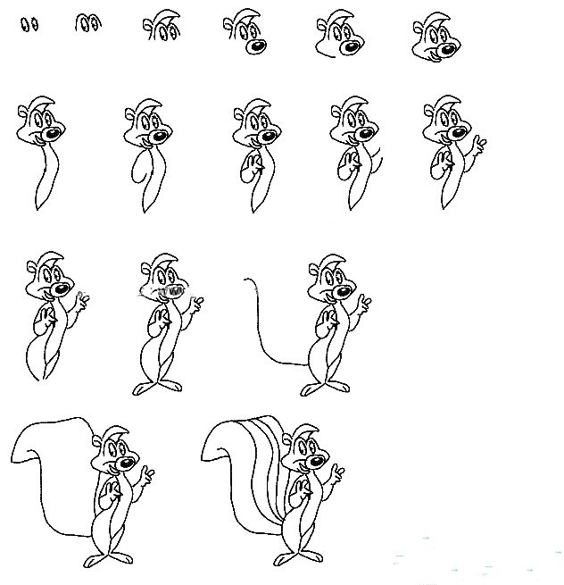 卡通松鼠简笔画教程