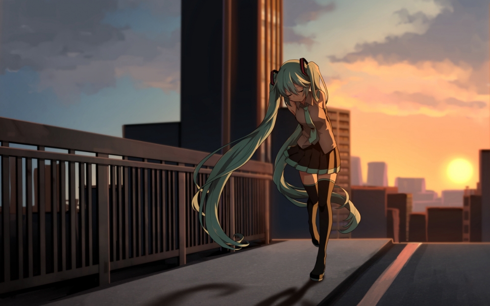 初音未來精致唯美插畫高清桌面壁紙