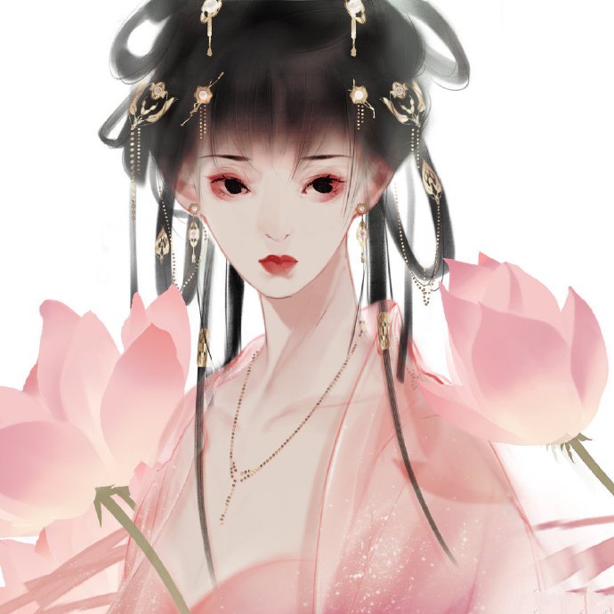 婉约清秀的古风美少女水彩插画唯美壁纸