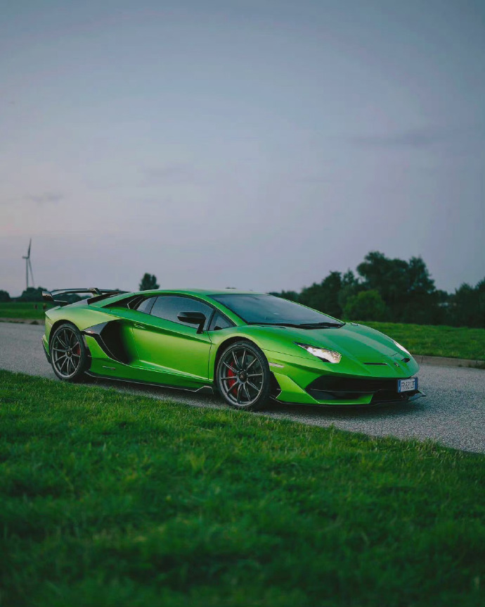 绿色的兰博基尼 Aventador SVJ图片