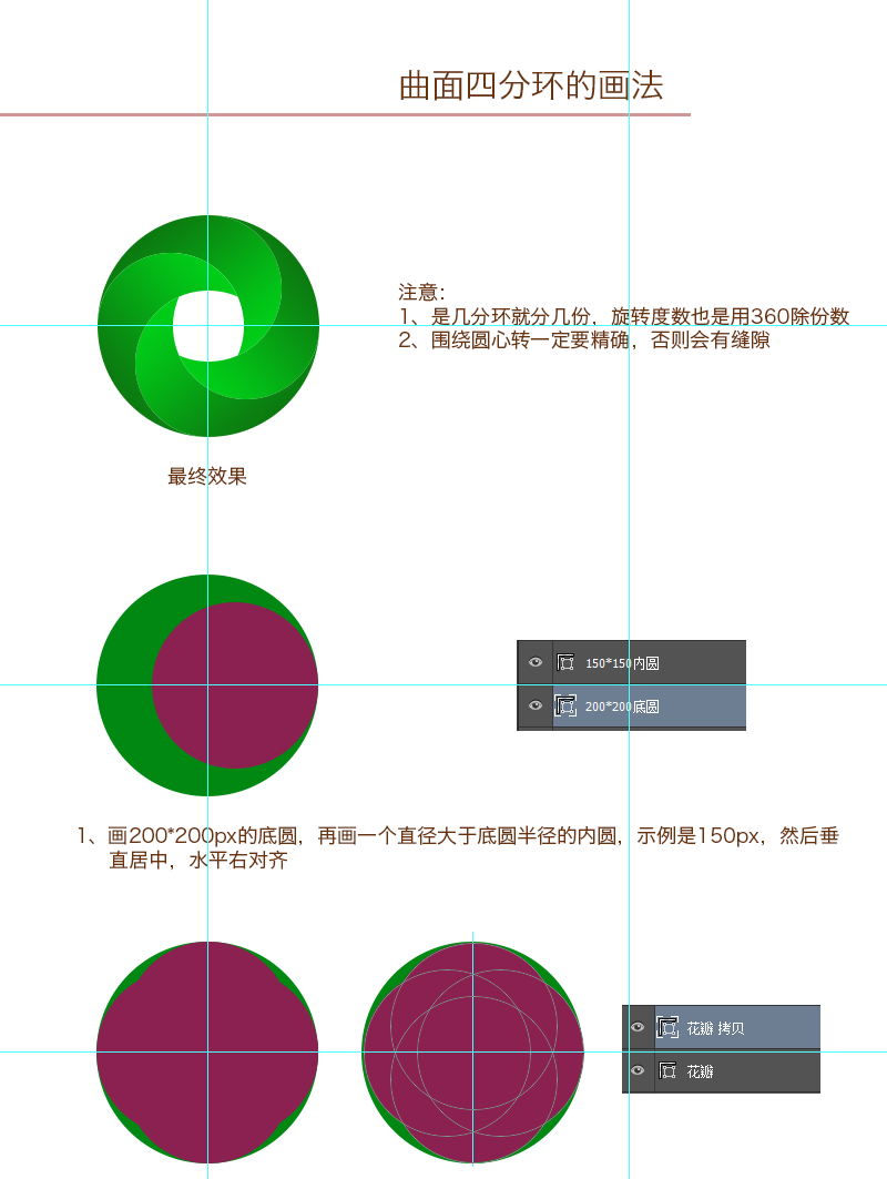 LOGO教程，曲面四分環(huán)的畫法