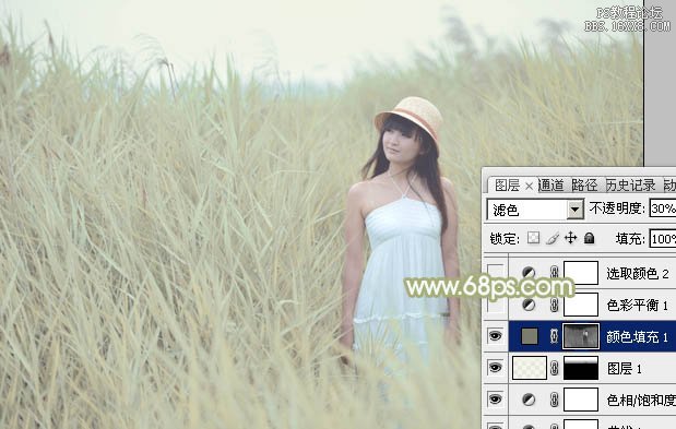 Photoshop打造非常淡雅的芦苇美女图片