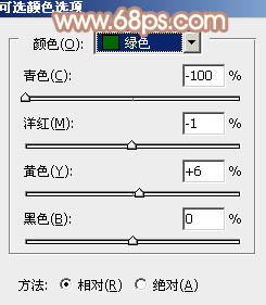 PS把绿色外景人物图片转为柔和的秋季淡黄色