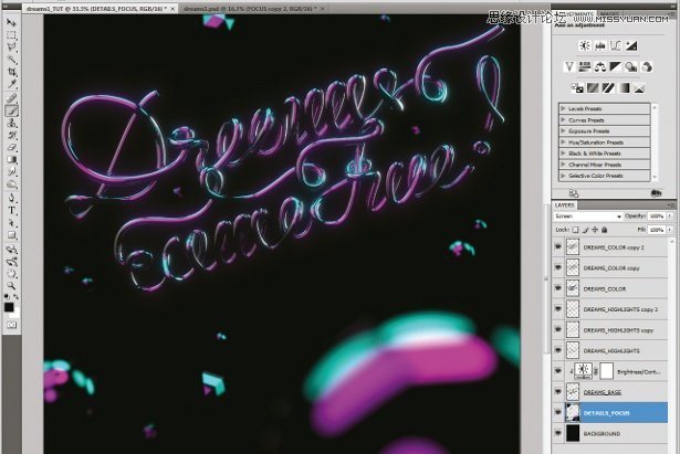 Photoshop制作立體效果的炫彩霓虹字教程,PS教程,16xx8.com教程網(wǎng)