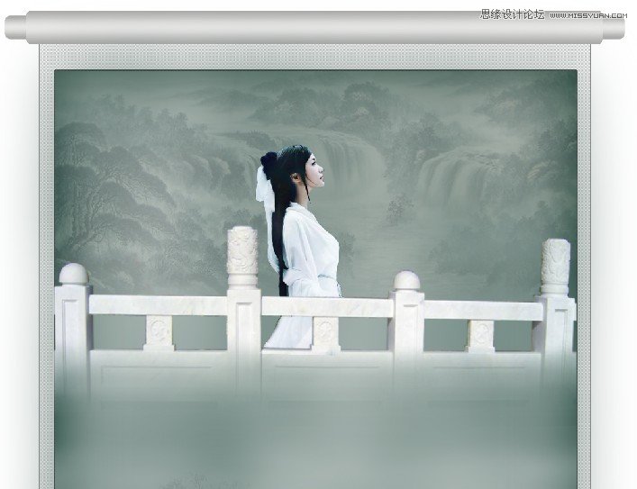 Photoshop制作中国风画卷美女场景,PS教程,16xx8.com教程网