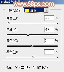 PS把绿色外景人物图片转为柔和的秋季淡黄色