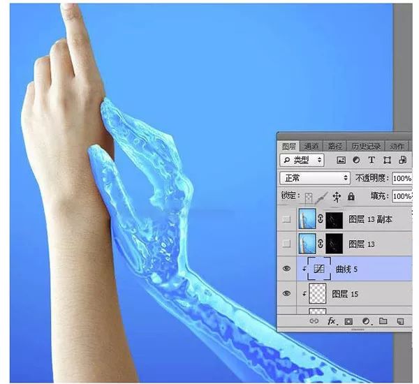 液體效果，通過PS把手制作成藍色液體效果