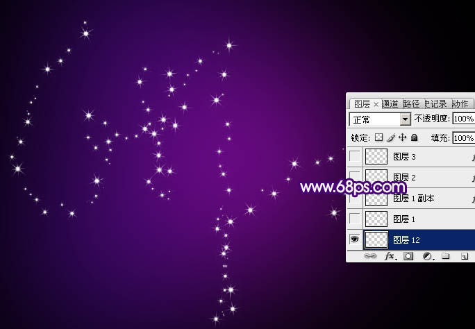 星星字，利用描邊做紫色星光字教程